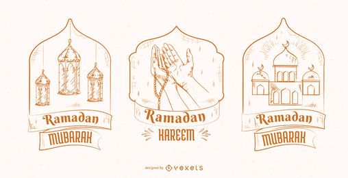Ramadan Illustration Abzeichen Set