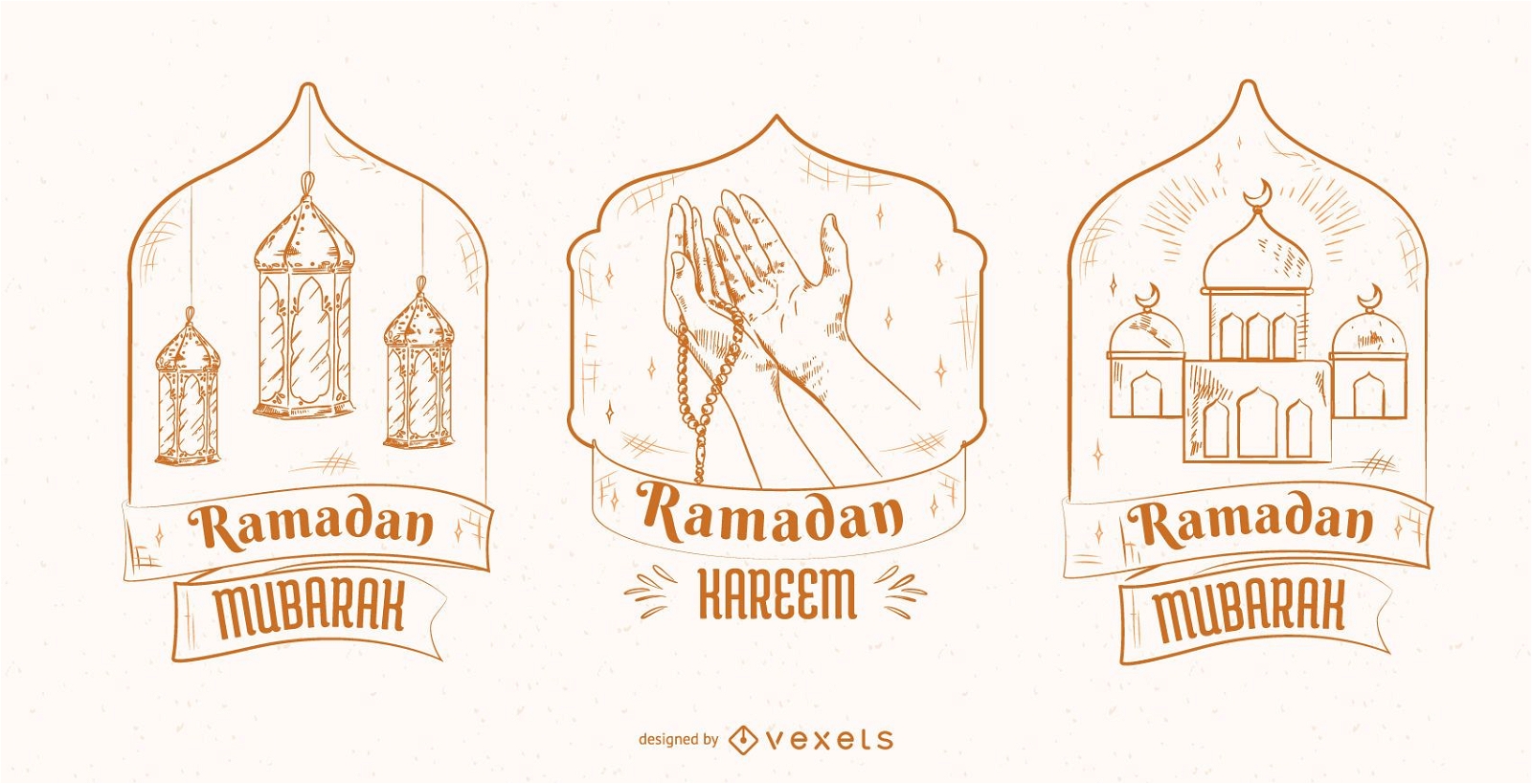 Conjunto de emblemas de ilustração de Ramadã
