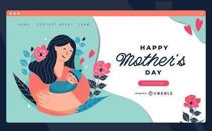 Modelo de página de destino para o dia das mães