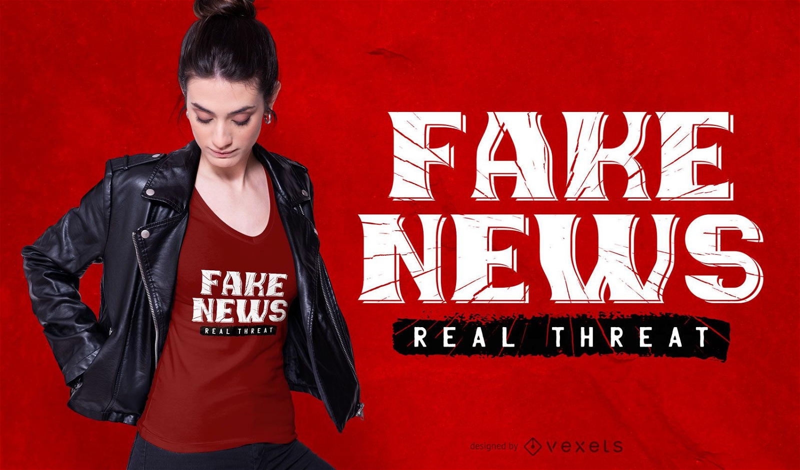 Dise?o de camiseta de noticias falsas Real Threat