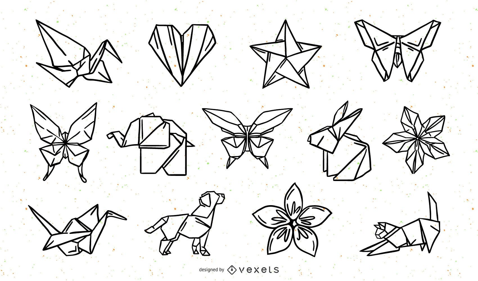 Origami Nature Elements Stroke Design Pack