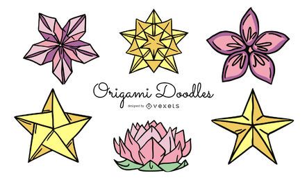 Pacote de ilustração de flores de origami Pacote de ilustração de flores de origami