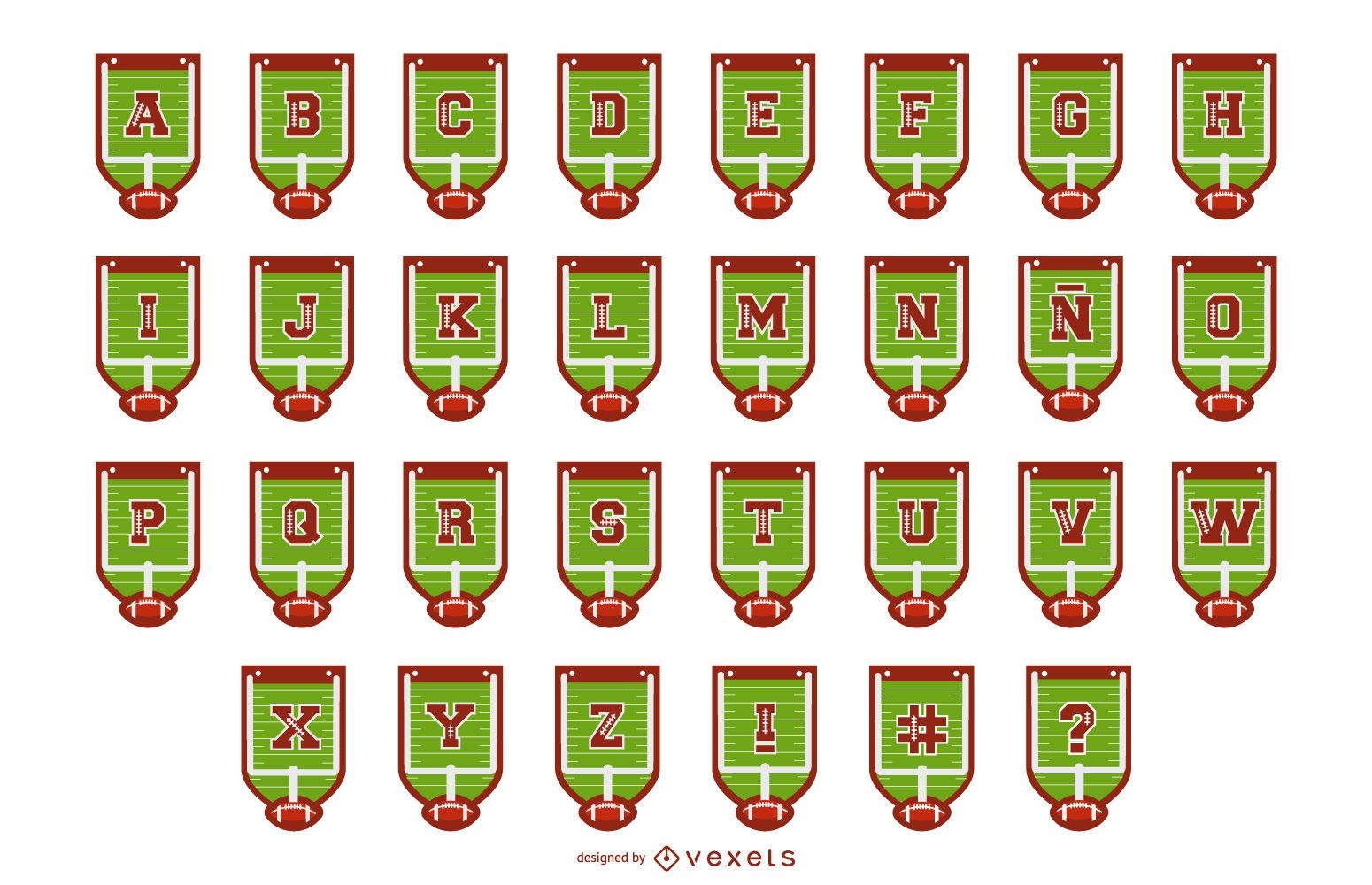 Pacote de cartas de banner do alfabeto de futebol