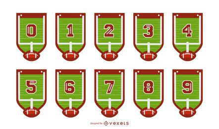 Conjunto de números de banner de futebol