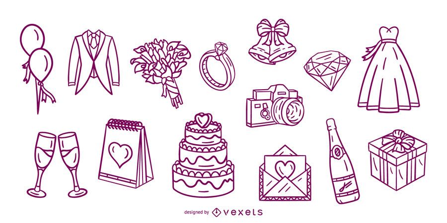Wedding Hand Drawn Stroke Elements Pack Wedding Hand Drawn Stroke Elements Pack