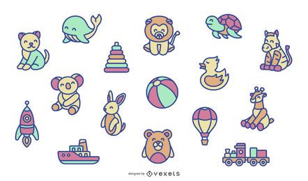 Flat Design Toy Elements Set