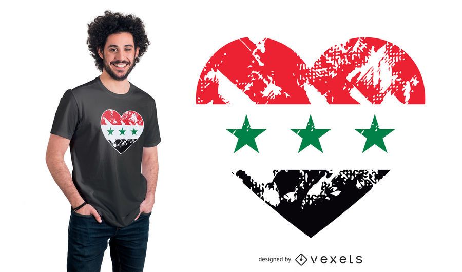 Diseño de camiseta de corazón de bandera de Irak Diseño de camiseta de corazón de bandera de Irak