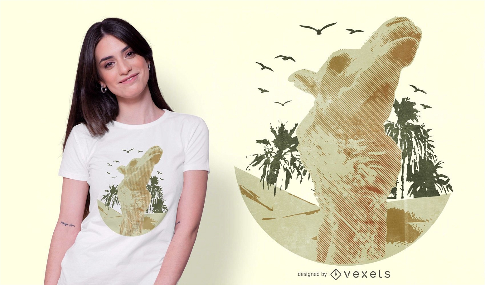 Design realista de camisetas camelo