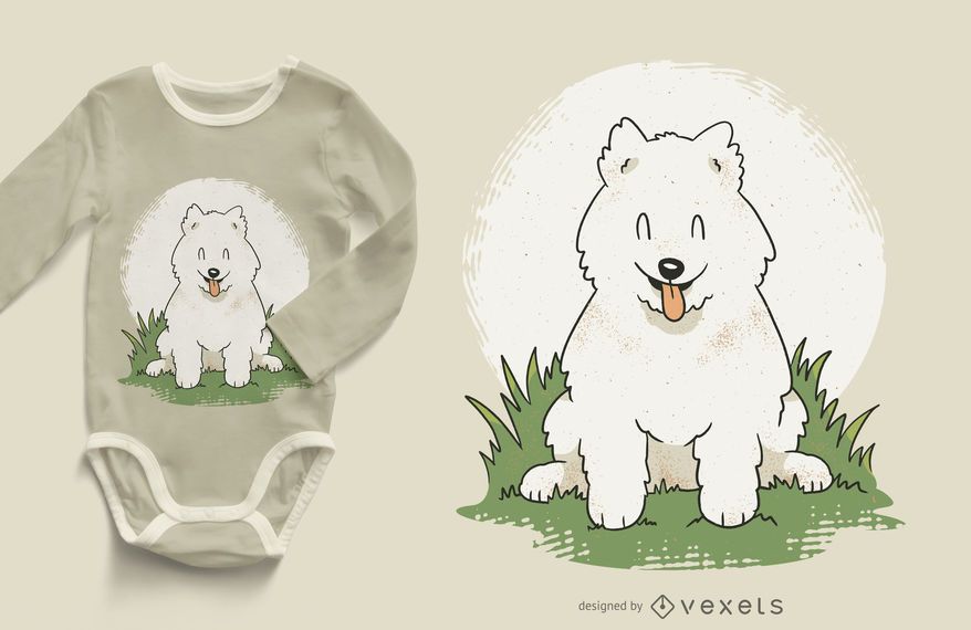 Happy Samoyed Puppy T-shirt Design Happy Samoyed Puppy T-shirt Design