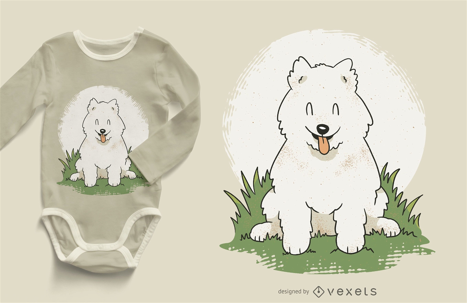 Design de camiseta do Happy Samoyed Puppy