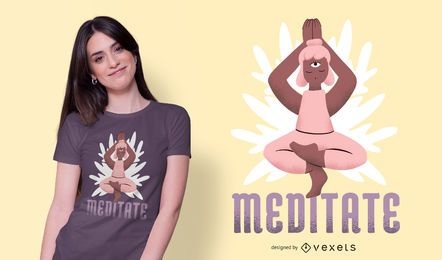 Diseño de camiseta Meditate Character