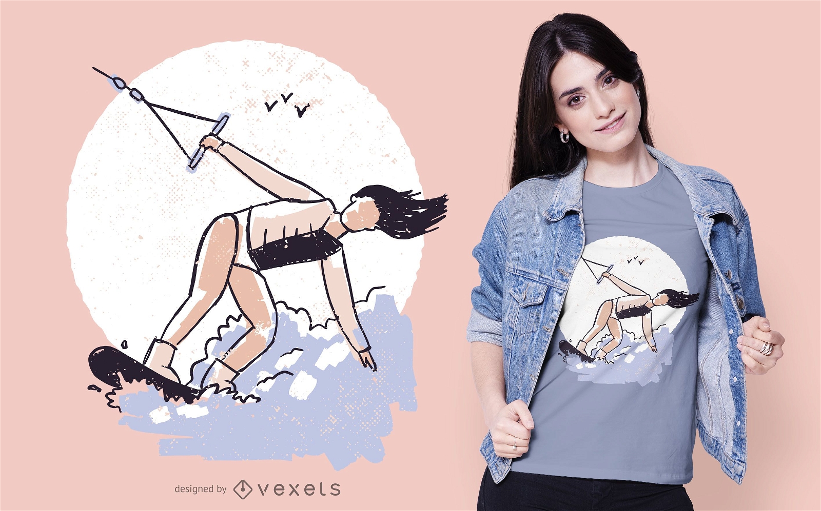 Wakeboarding Mädchen T-Shirt Design