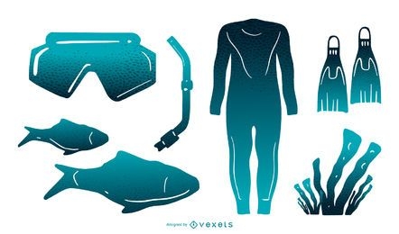 Snorkeling Elements Gradient Silhouette Pack
