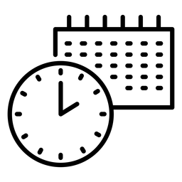 Icono de trazo de calendario de reloj analógico Diseño PNG