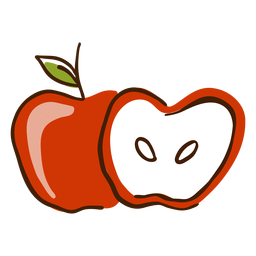 Dibujado a mano manzana cortada Diseño PNG