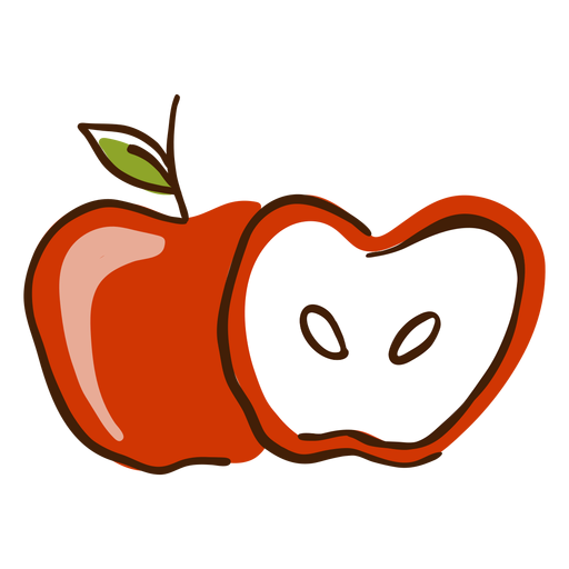 Dibujado a mano manzana cortada