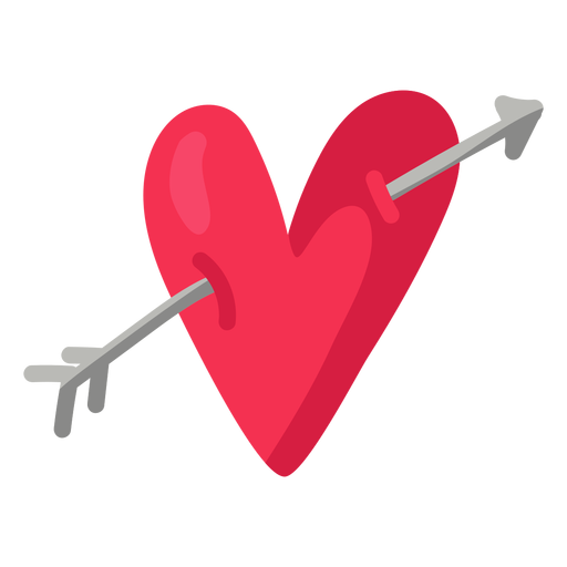 Flecha através da ilustração do coração plana Desenho PNG