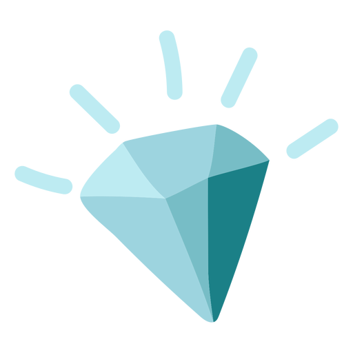 Blue diamond icon flat PNG Design