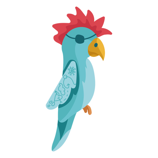 Blaue Papagei rote Haar Augenklappe PNG-Design