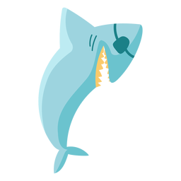 Ícone plano de tapa-olho de pirata de tubarão azul Desenho PNG