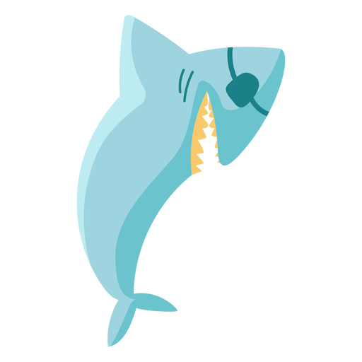Ícone plano de tapa-olho de pirata de tubarão azul