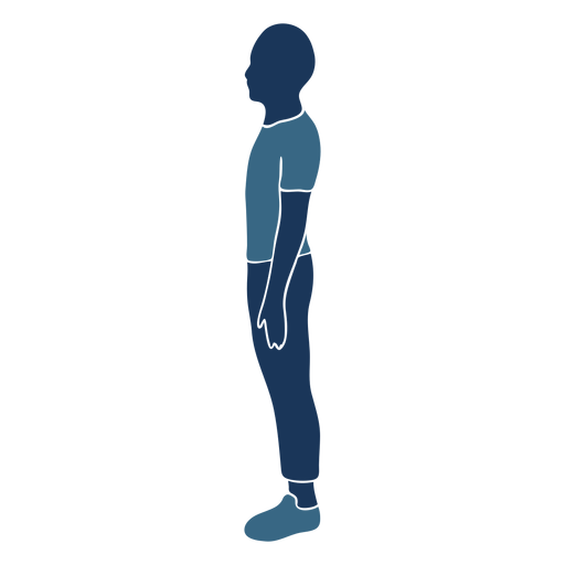 Boy standing profile blue duotone