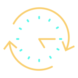Icono de trazo de reloj analógico de flechas circulares