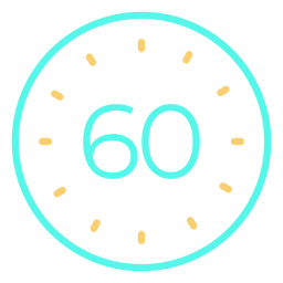 Ícone de relógio digital 60 ciano Desenho PNG