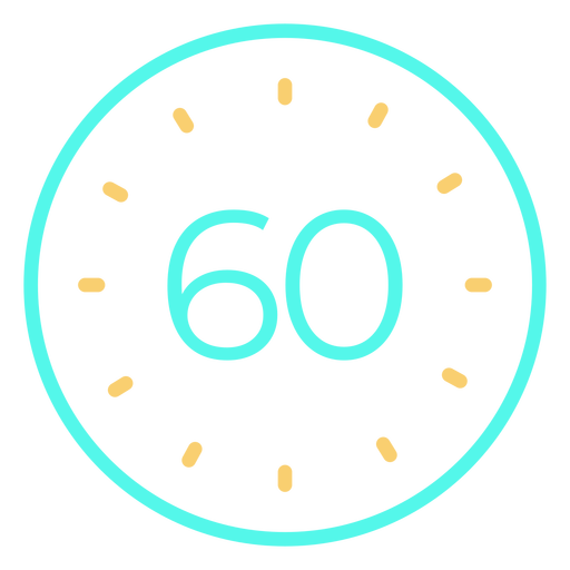 Digitales 60-Cyan-Strichsymbol der Uhr PNG-Design