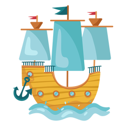 Colorful pirate sail boat sea PNG Design Transparent PNG