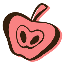 Cut apple hand drawn PNG Design