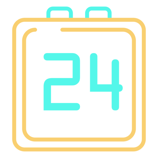 Reloj digital 24 icono cian naranja trazo Diseño PNG