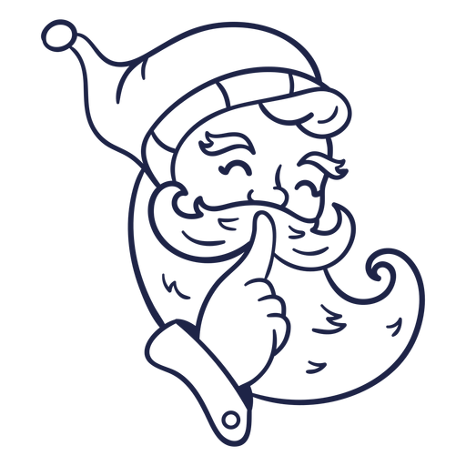 Dedo shush vintage santa cabeza trazo Diseño PNG