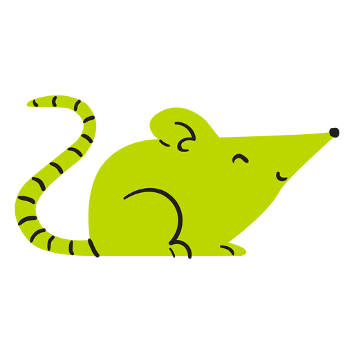 Flat cute green mouse PNG Design