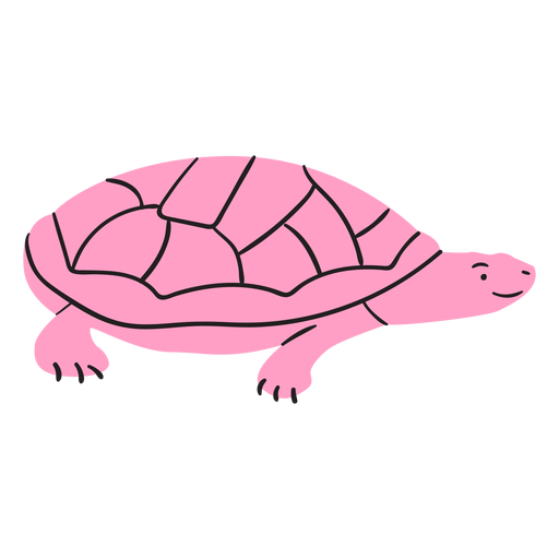 Tortuga sonriente rosa plana Diseño PNG