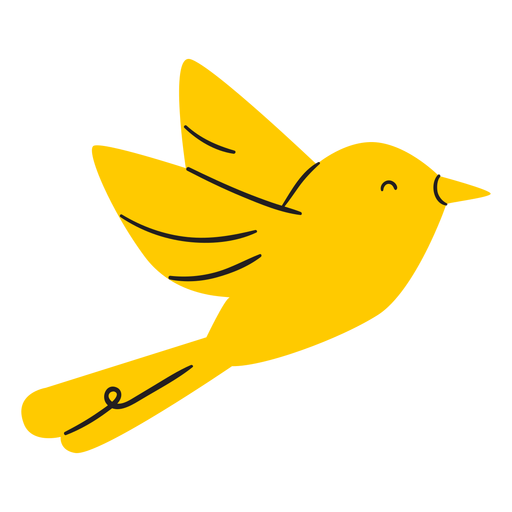 Flat smiling flying yellow bird PNG Design