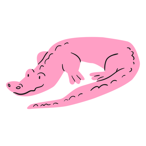 Flat smiling pink alligator PNG Design