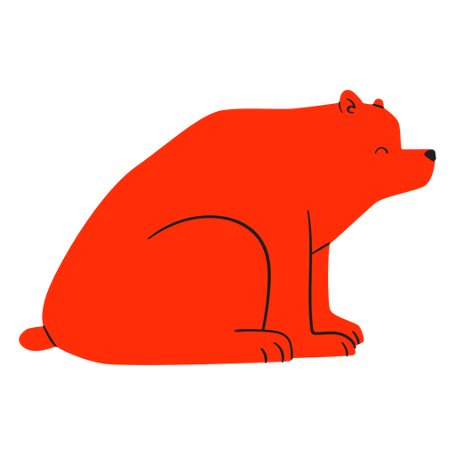 Flacher lächelnder sitzender roter Bär PNG-Design
