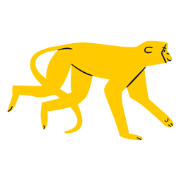 Flat yellow monkey crawling PNG Design