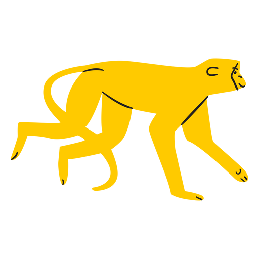 Flat yellow monkey crawling PNG Design