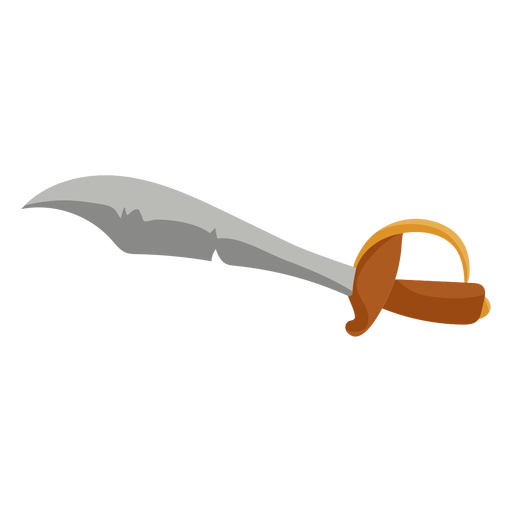 Ilustración de espada de machete marrón gris plana Diseño PNG