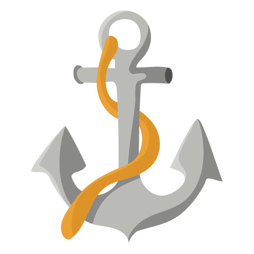 Grey ship anchor rope illustration flat PNG Design