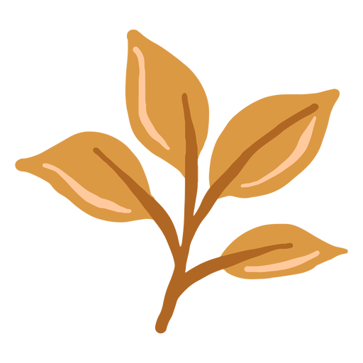 Ramo de folhas marrons brilhantes desenhado à mão Desenho PNG