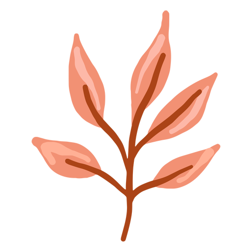 Rama de hojas rojas brillantes dibujadas a mano Diseño PNG