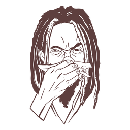 Dreadlocks de homem desenhado à mão traço de espirro Desenho PNG