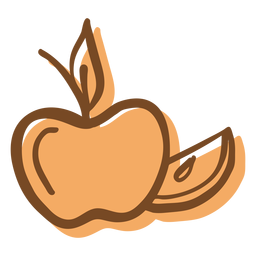 Rodaja de manzana de trazo dibujado a mano Transparent PNG