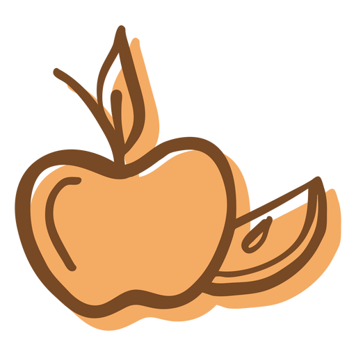 Hand drawn stroke apple slice PNG Design