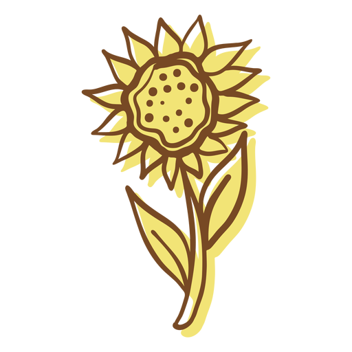 Hand gezeichnete Strichsonnenblume PNG-Design