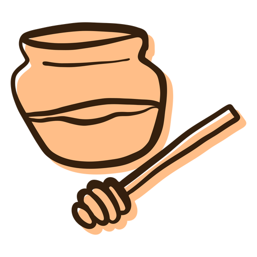 Honey jar dipper hand drawn PNG Design