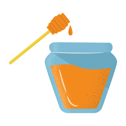 Honey jar dipper icon flat textured PNG Design